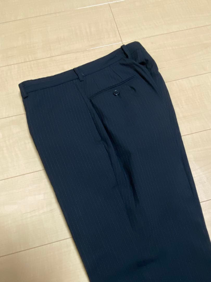 最終値下げ！タカキュー　メンズ　 黒ストライプ柄スラックス　Sウール混 — image 3