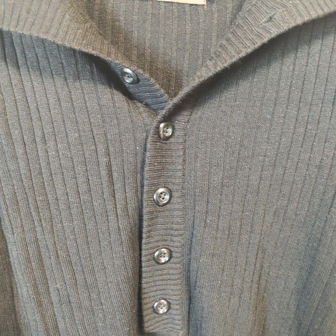 S1429 STYLE MART リブニット ヘンリーネック ブラック L — image 5