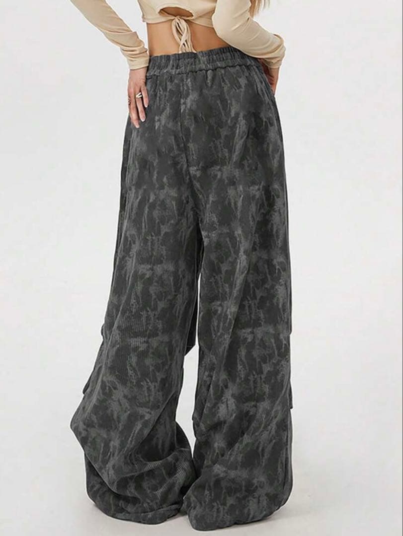 SHEIN INAWLY グラフィック プリーツコーデュロイ ワイドパンツ L — image 2