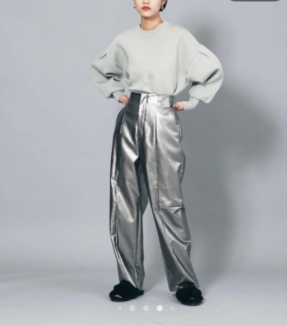 NOMINEフェイクレザーハイウエストパンツ メタリックシルバー S — image 2