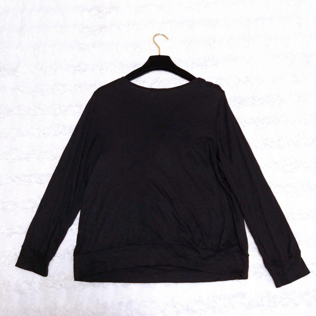 【大きいサイズ】23区 カシミヤ混 フリルデザイン 長袖トップス 44 ブラック — image 4