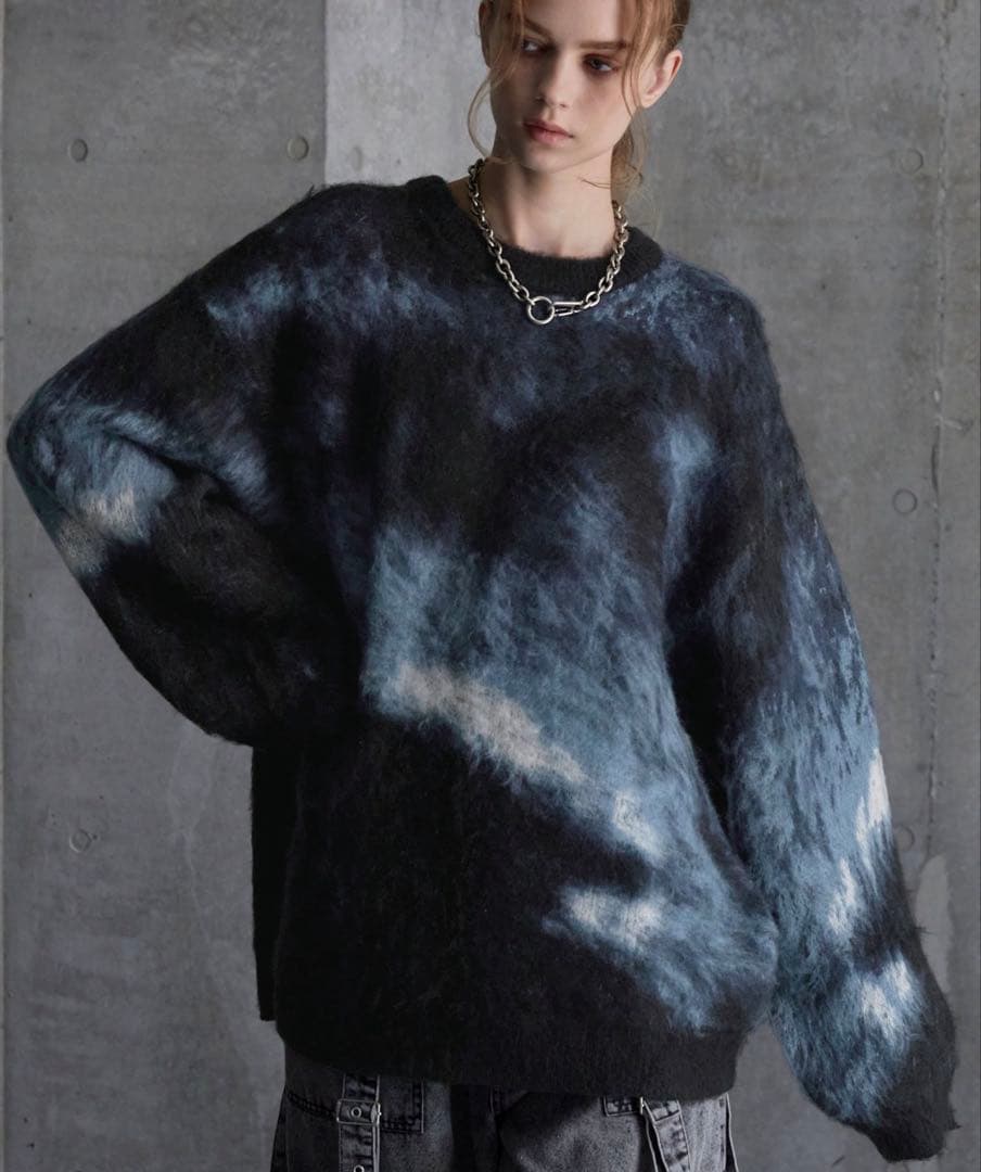 SERACE グラデーション モヘアタッチ ニット セーター ブラック ブルー — image 4