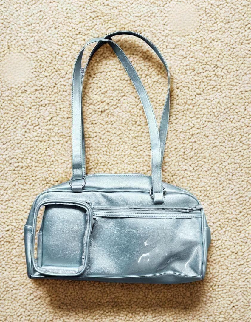 推し活 バッグ ポーチ付 シルバー 痛バ ショルダー ハンドバッグ 合皮 上品 — image 3