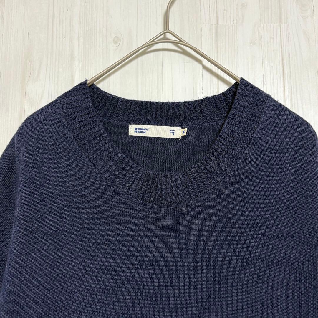 セブンデイズサンデイ　クルーネックニット　セーター　ネイビー　M — image 3