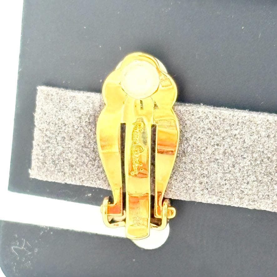 ピエールカルダン 花イヤリング ゴールド ラインストーン 美品 GP AA03 — image 5