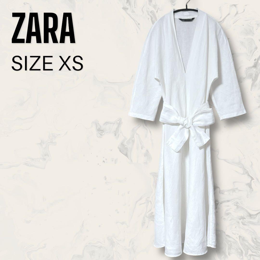 【未使用】 ZARA ベルト付き リネン ブラウス マキシ ワンピース 麻 — image 2