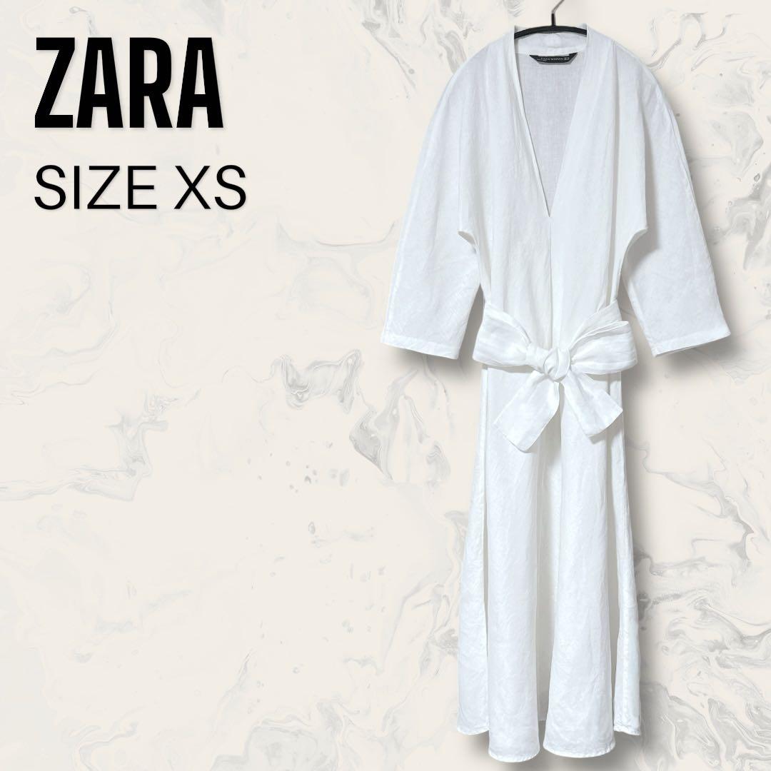【未使用】 ZARA ベルト付き リネン ブラウス マキシ ワンピース 麻 — image 4