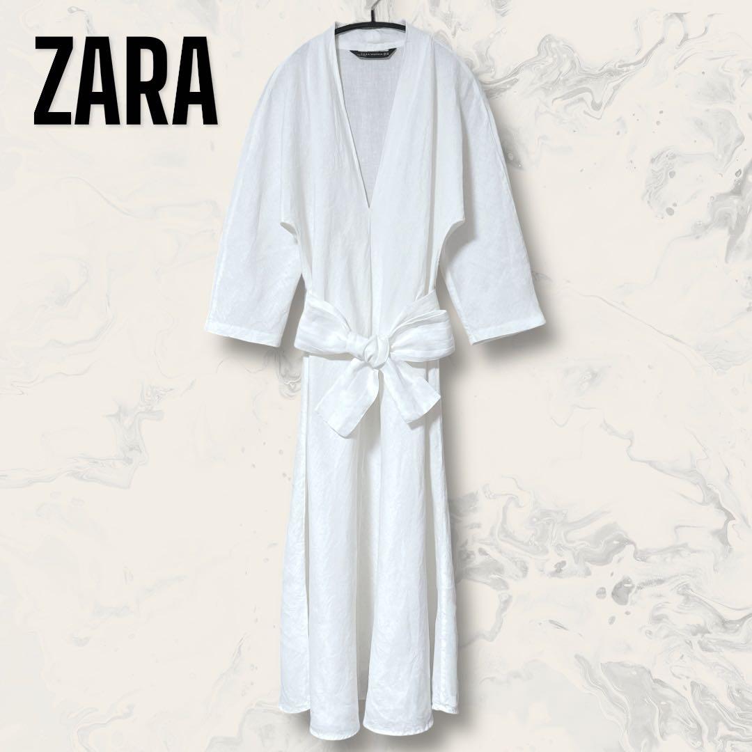 【未使用】 ZARA ベルト付き リネン ブラウス マキシ ワンピース 麻 — image 5