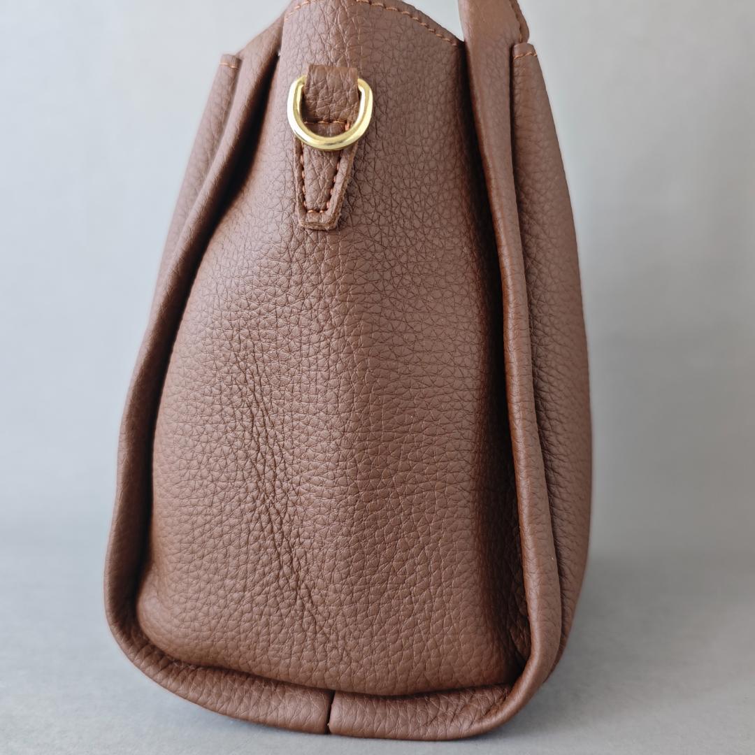 軽量✨ グレージュ手提げバッグ2way シボ感 デイリーハンドバッグ — image 2