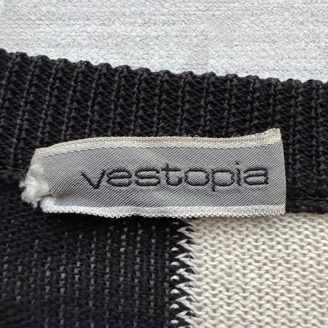 希少 vestopia 麻混 幾何学柄 王冠刺繍 ニット セーター 黒 L — image 2