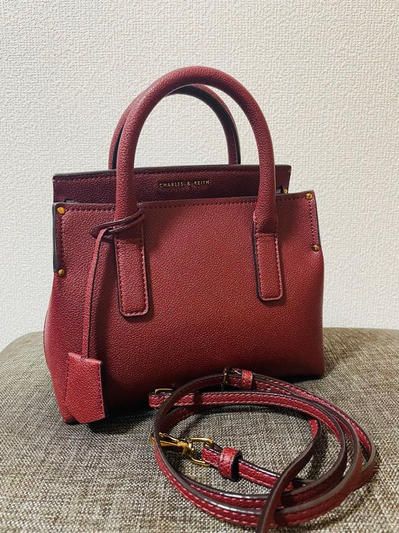 ハンドバッグ レッド CHARLES & KEITH 2WAY — image 5