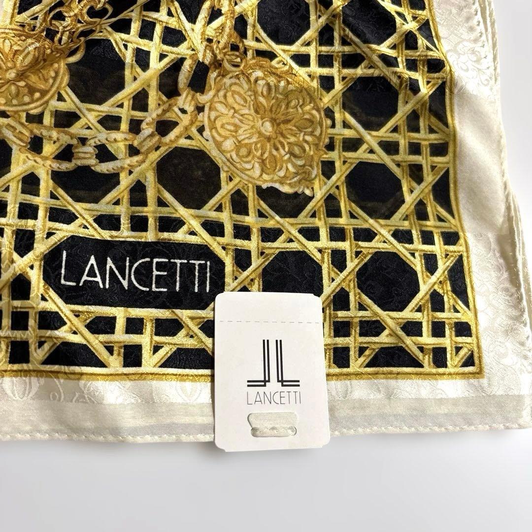 新品　LANCETTIランチェッティ シルク100% スカーフ 約88×88 — image 4