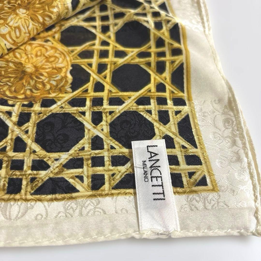 新品　LANCETTIランチェッティ シルク100% スカーフ 約88×88 — image 5