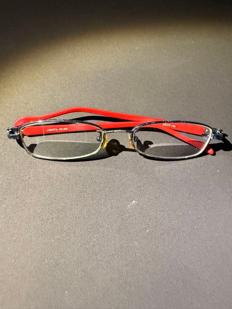 LIBERTA メガネ メタル ハーフリム レッド×ブルー（度入り）個性派 — image 5