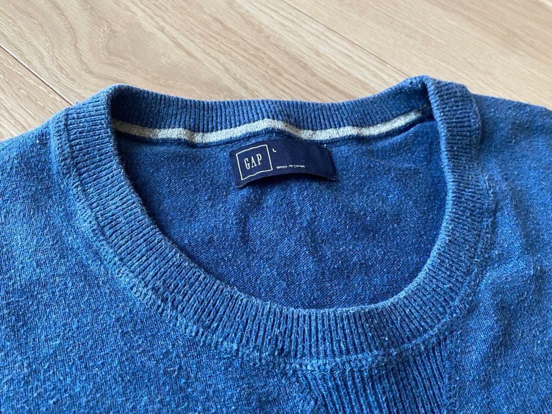 GAP インディゴ調 クルーネック ニット L 長袖 — image 2