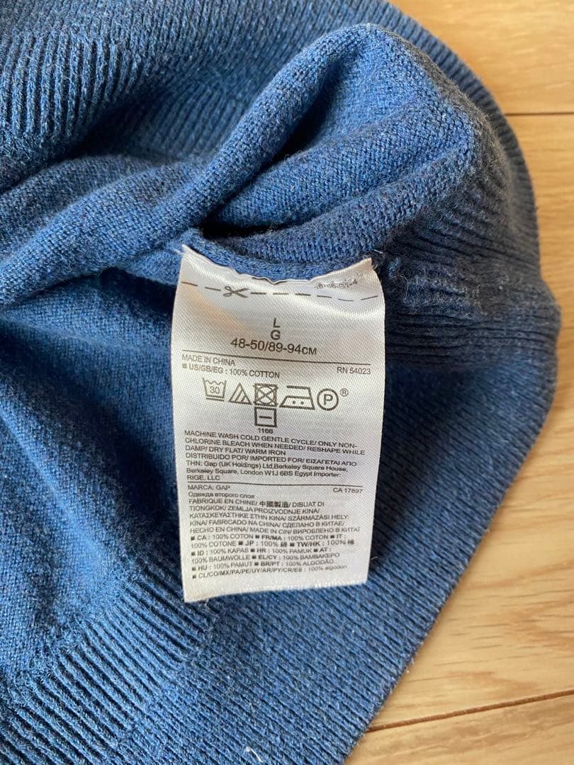 GAP インディゴ調 クルーネック ニット L 長袖 — image 4