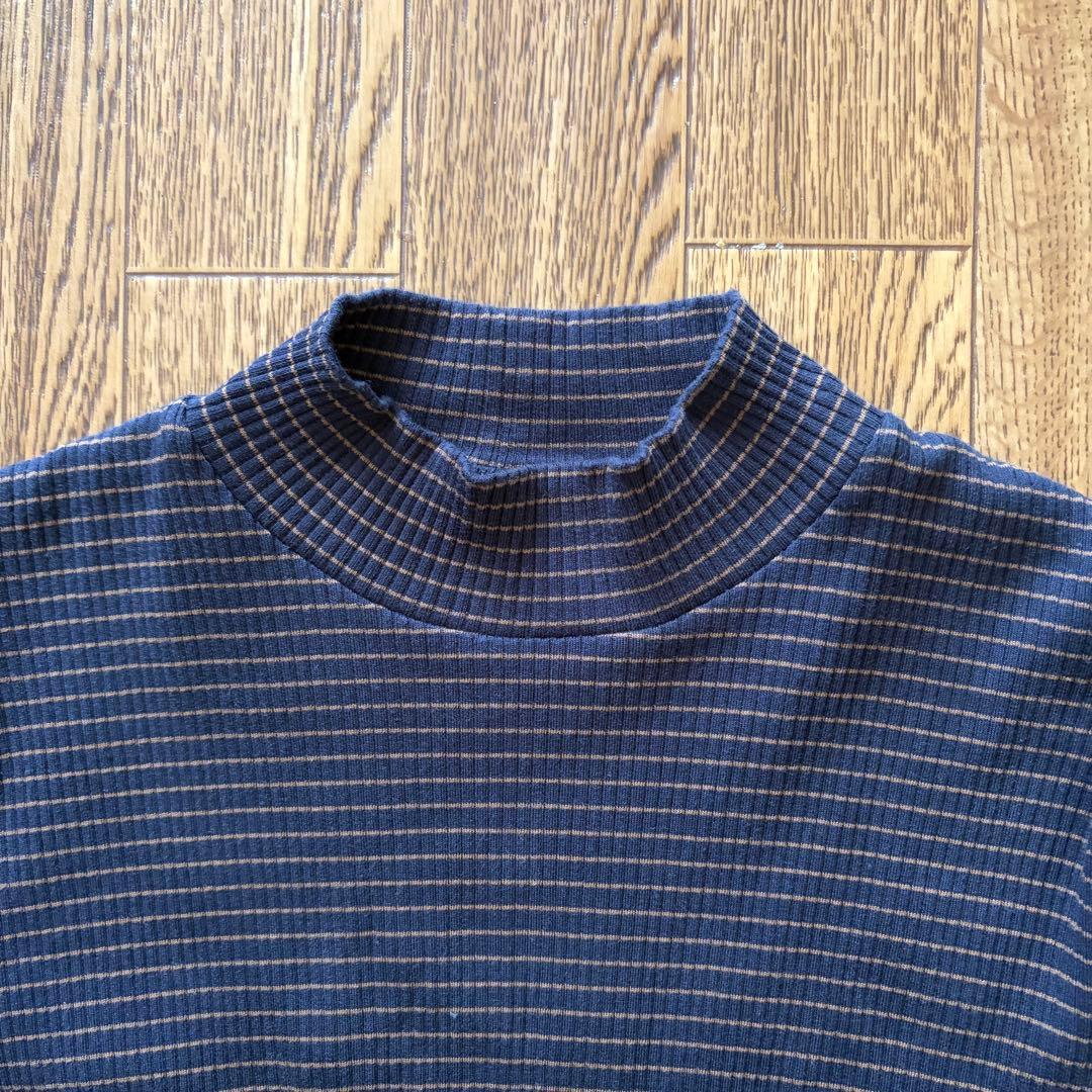 【UNIQLO】リブハイネックT ネイビー/ボーダー M — image 3