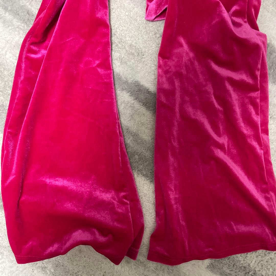 shein ROMWE ベロアパンツ ピンク クロスロゴ — image 3