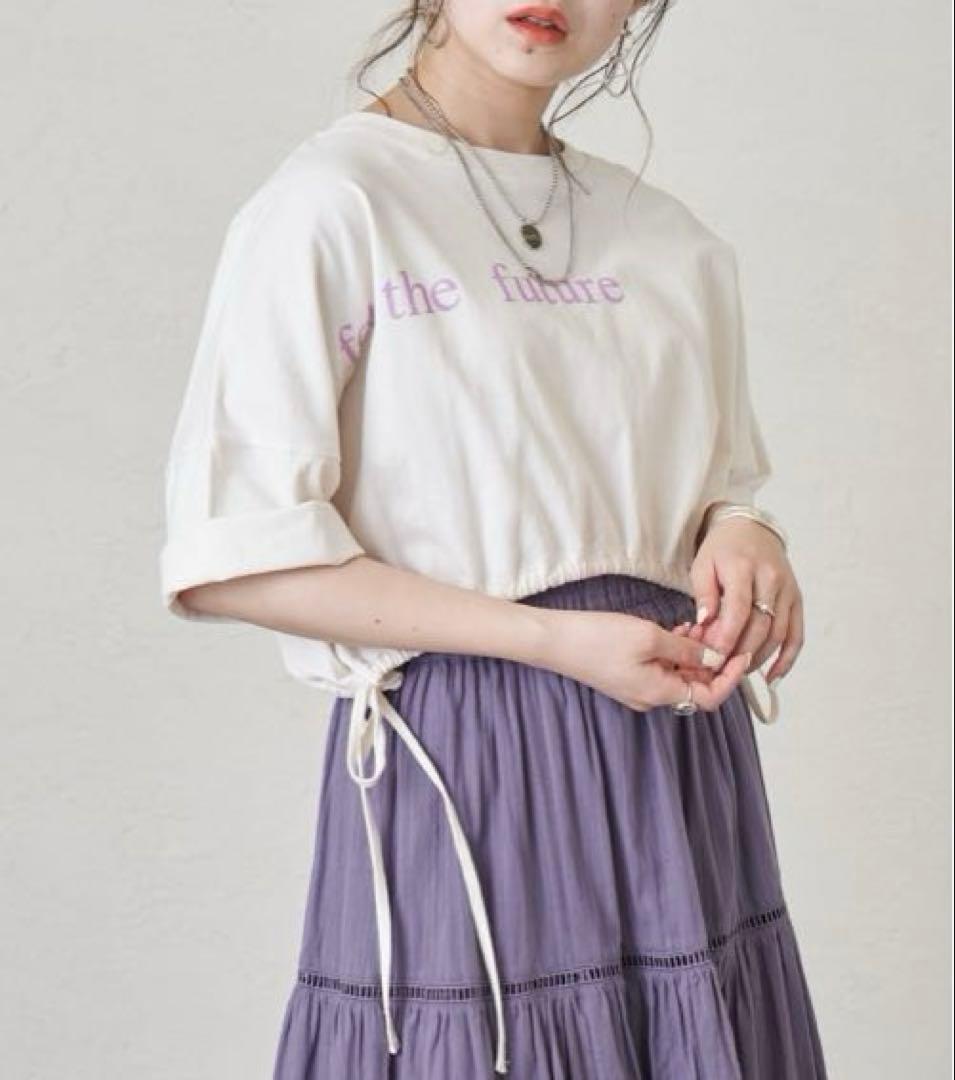 【美品】chico クロップドサイドリボンロゴTシャツ — image 2