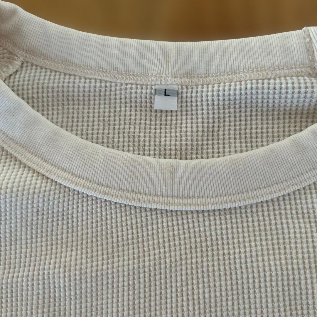 値下げ‼️ ワッフル編みクルーネック長袖Ｔシャツ 生成 — image 3