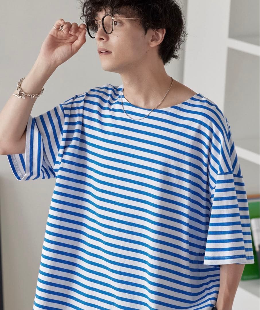 MONO-MART ボーダーTシャツ ブルー Mサイズ — image 2