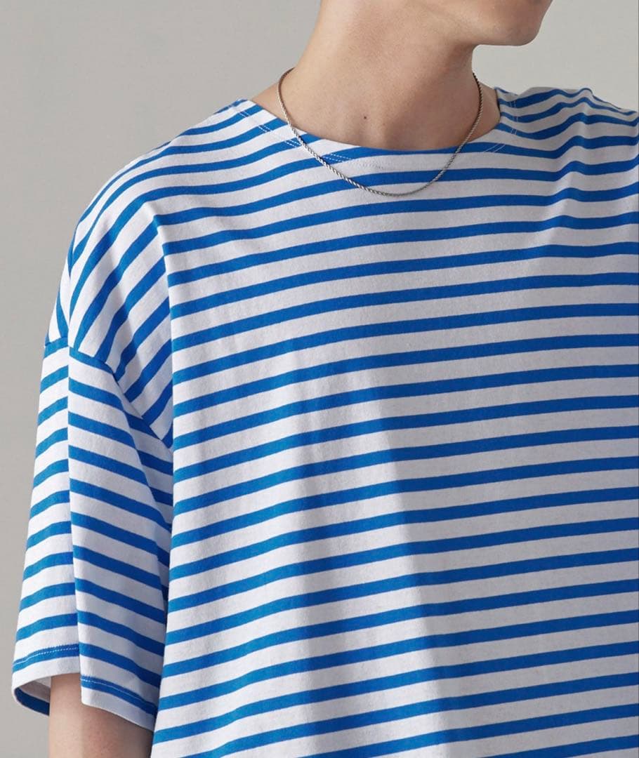 MONO-MART ボーダーTシャツ ブルー Mサイズ — image 3