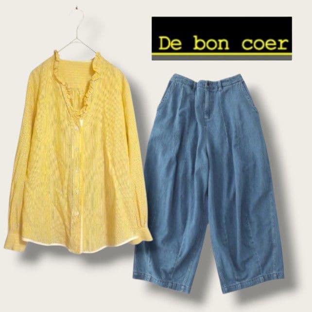 《日本製》De bon coer＊フリルネックストライプシャツブラウス 羽織り — image 4