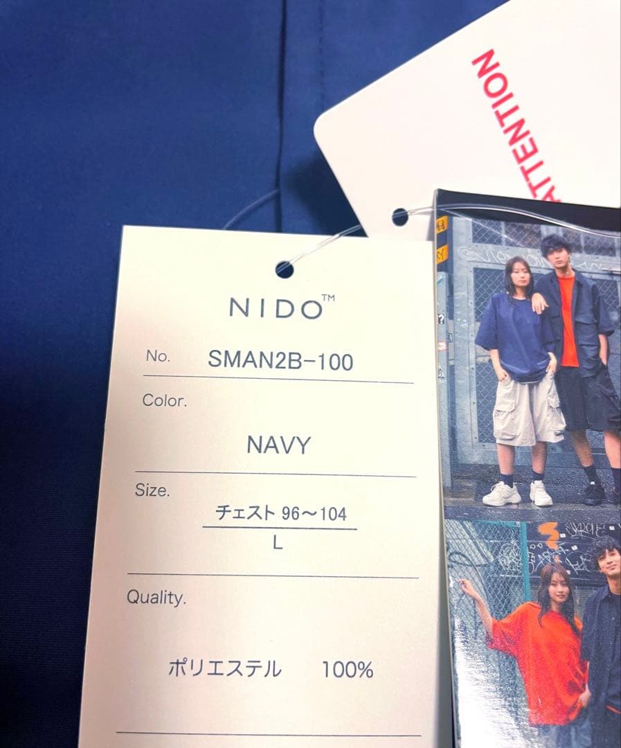 【新品】NIDO™ 半袖シャツ ネイビー ❣️Ｌサイズ　梅雨 仕様 — image 3