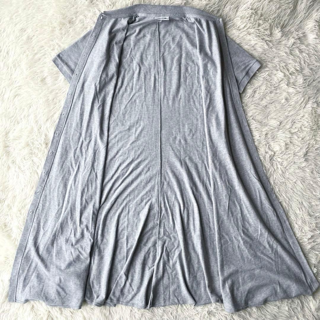 【美品 近年モデル マキシ丈】ラコステ　ポロワンピース　刺繍ロゴ　グレー　鹿子 — image 2
