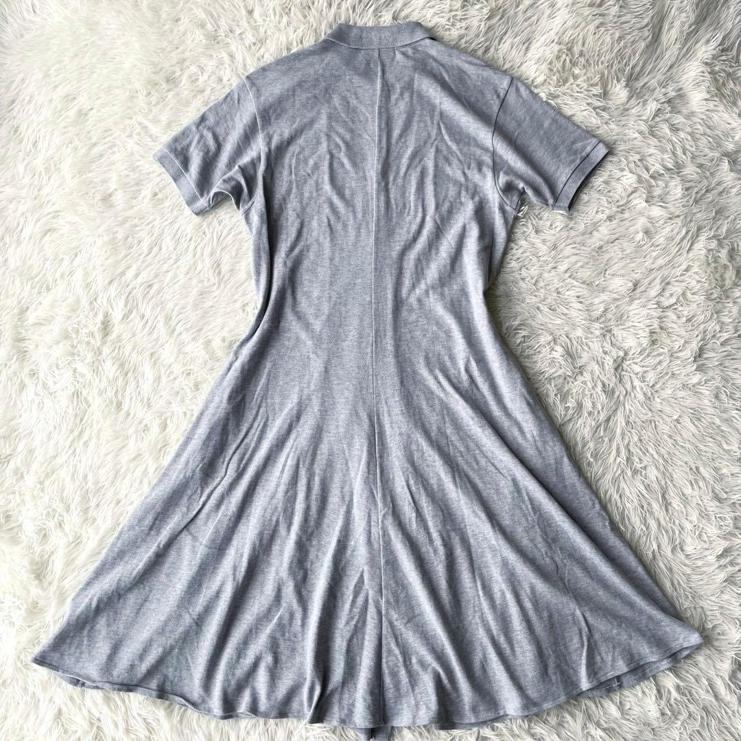 【美品 近年モデル マキシ丈】ラコステ　ポロワンピース　刺繍ロゴ　グレー　鹿子 — image 3