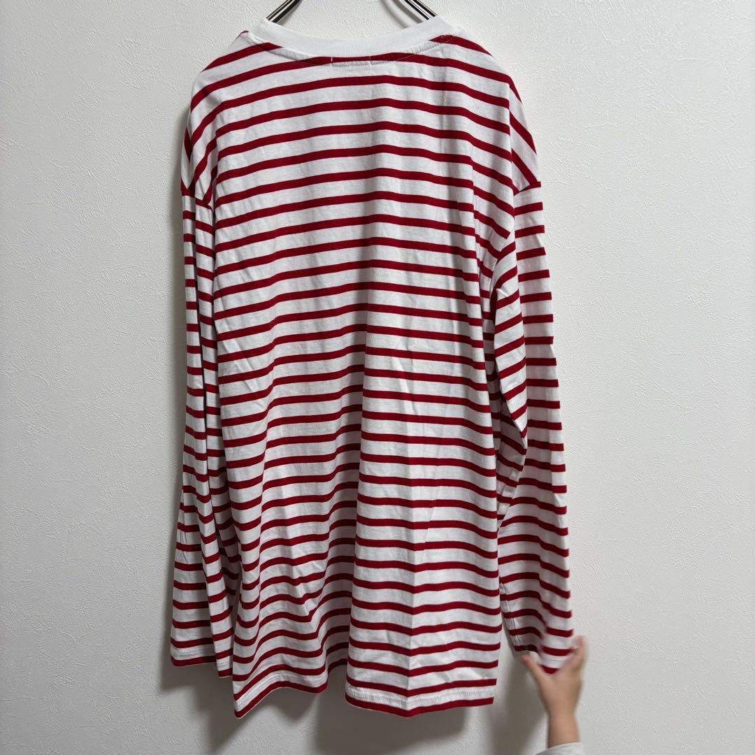 赤と白のストライプ長袖Tシャツ — image 5