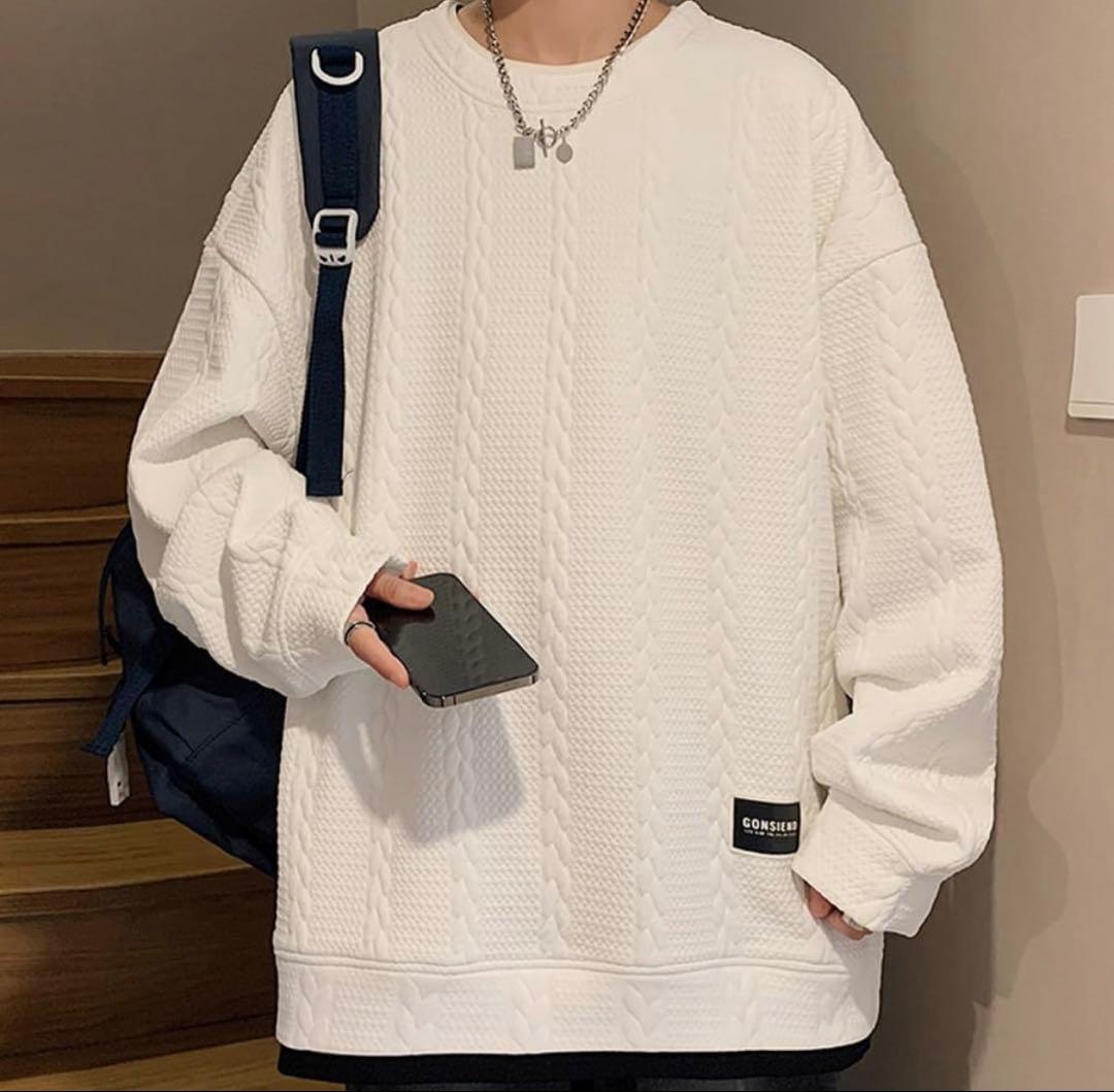 ✨新品未使用✨トレーナー メンズ 長袖Tシャツホワイト XXXLサイズ 秋服 — image 2