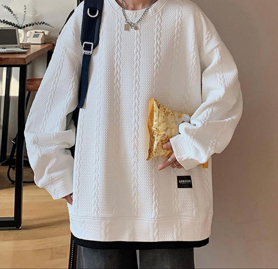 ✨新品未使用✨トレーナー メンズ 長袖Tシャツホワイト XXXLサイズ 秋服 — image 3
