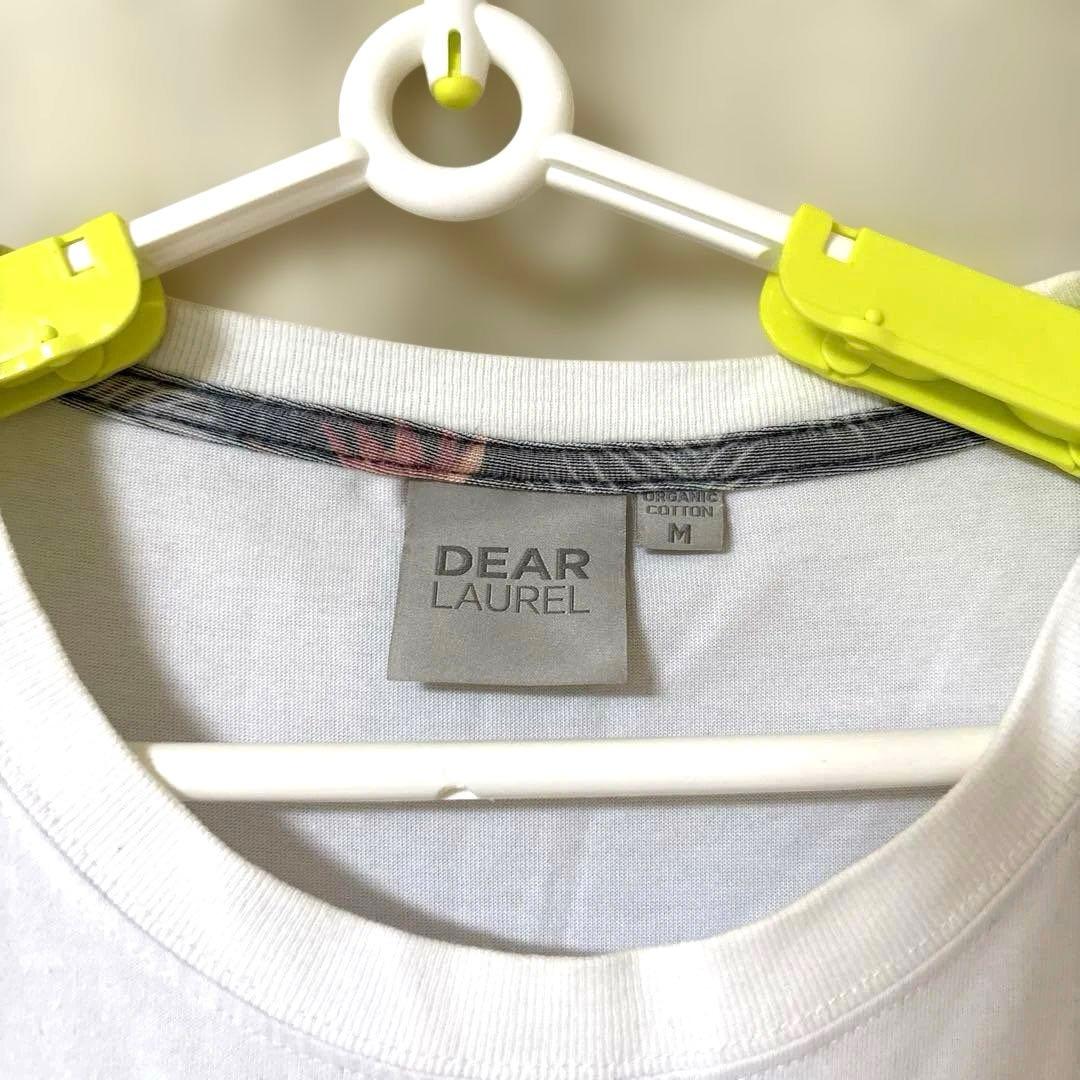 DEAR LAUREL ボタニカル柄ポケット Tシャツ 白 Mサイズ — image 3