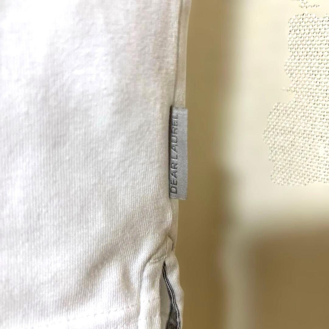 DEAR LAUREL ボタニカル柄ポケット Tシャツ 白 Mサイズ — image 5