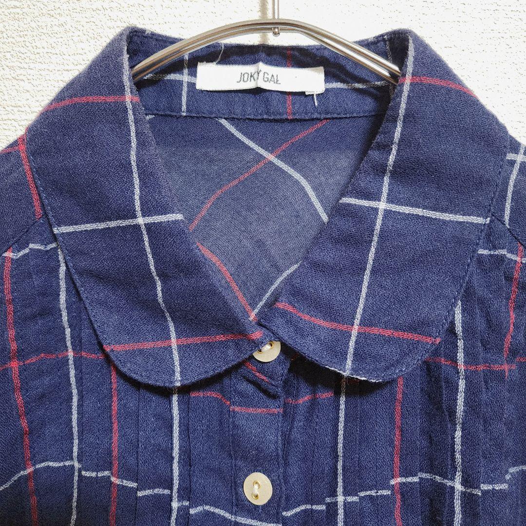 JOKYGAL チェック柄 半袖 シャツ M パフスリーブ きれいめ オフィス — image 3