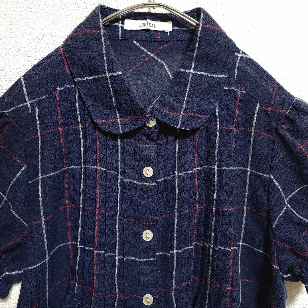 JOKYGAL チェック柄 半袖 シャツ M パフスリーブ きれいめ オフィス — image 4