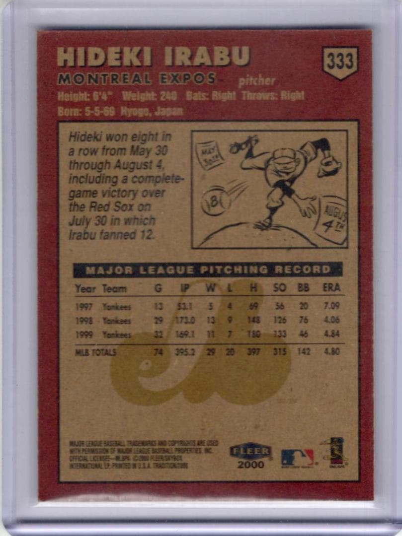 伊良部秀輝　カード　Vol.117　2000FLEER TRADITION — image 2