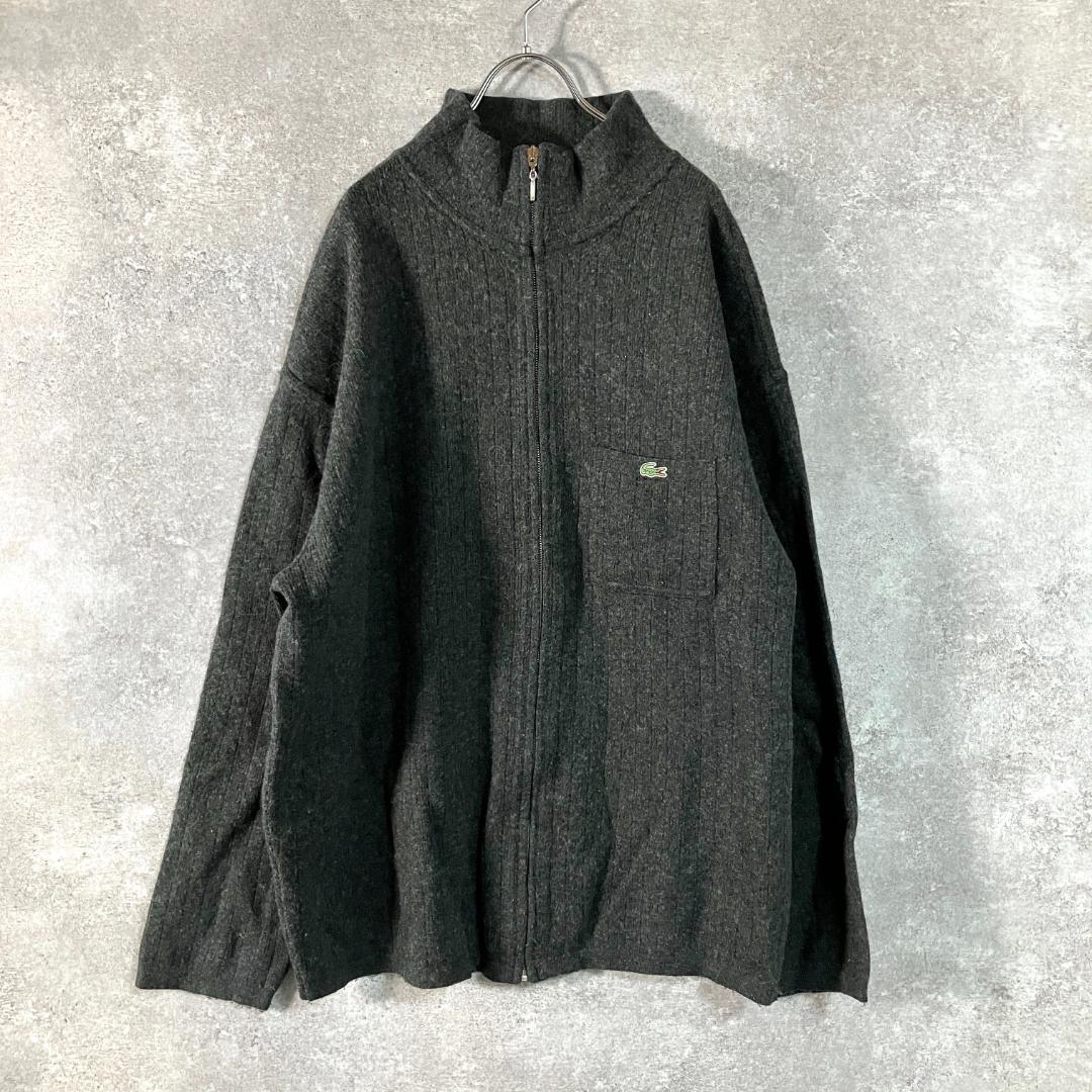 LACOSTE　ニット　セーター　長袖　ジップアップ　グレー　ロゴ　ワニ　ウール — image 2