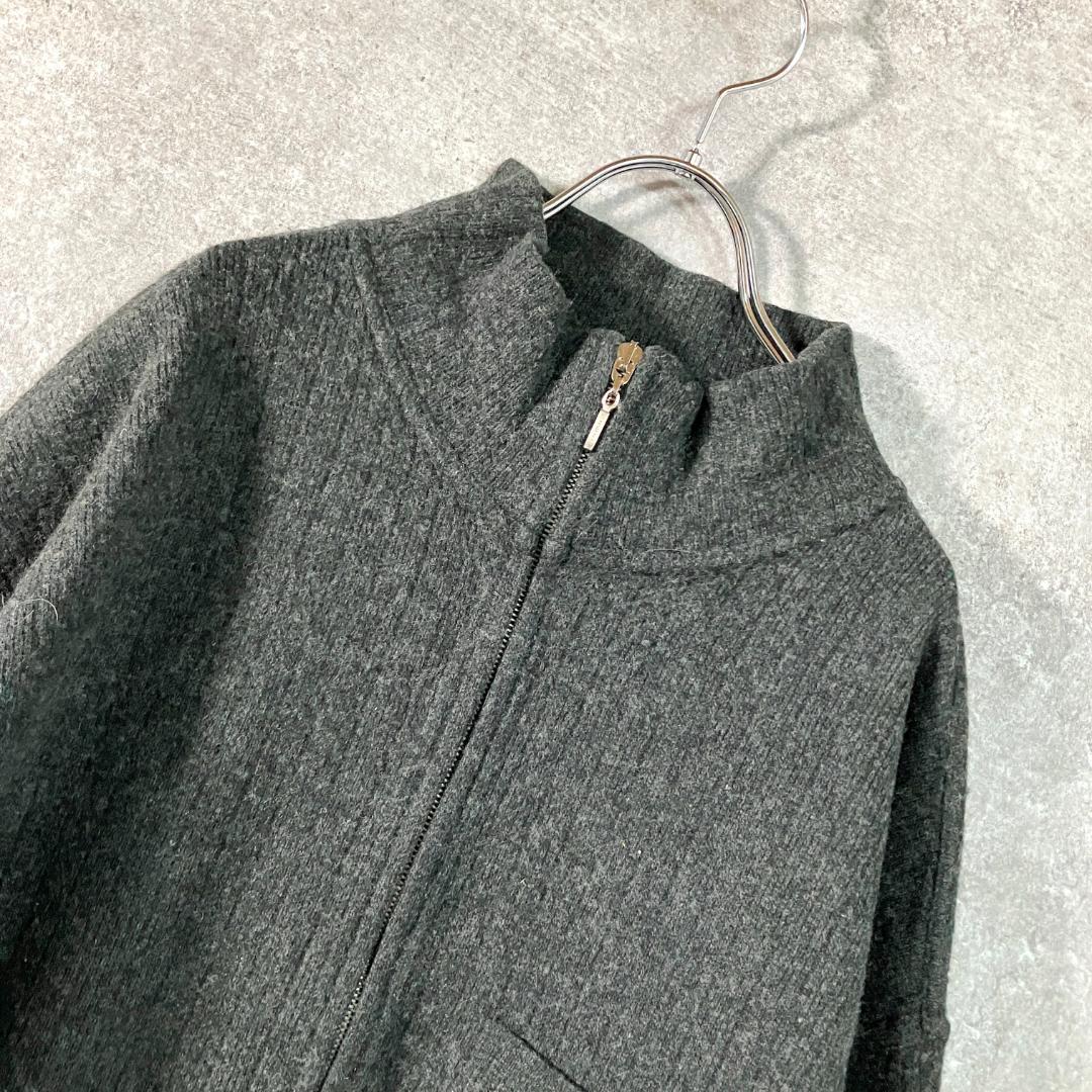 LACOSTE　ニット　セーター　長袖　ジップアップ　グレー　ロゴ　ワニ　ウール — image 3