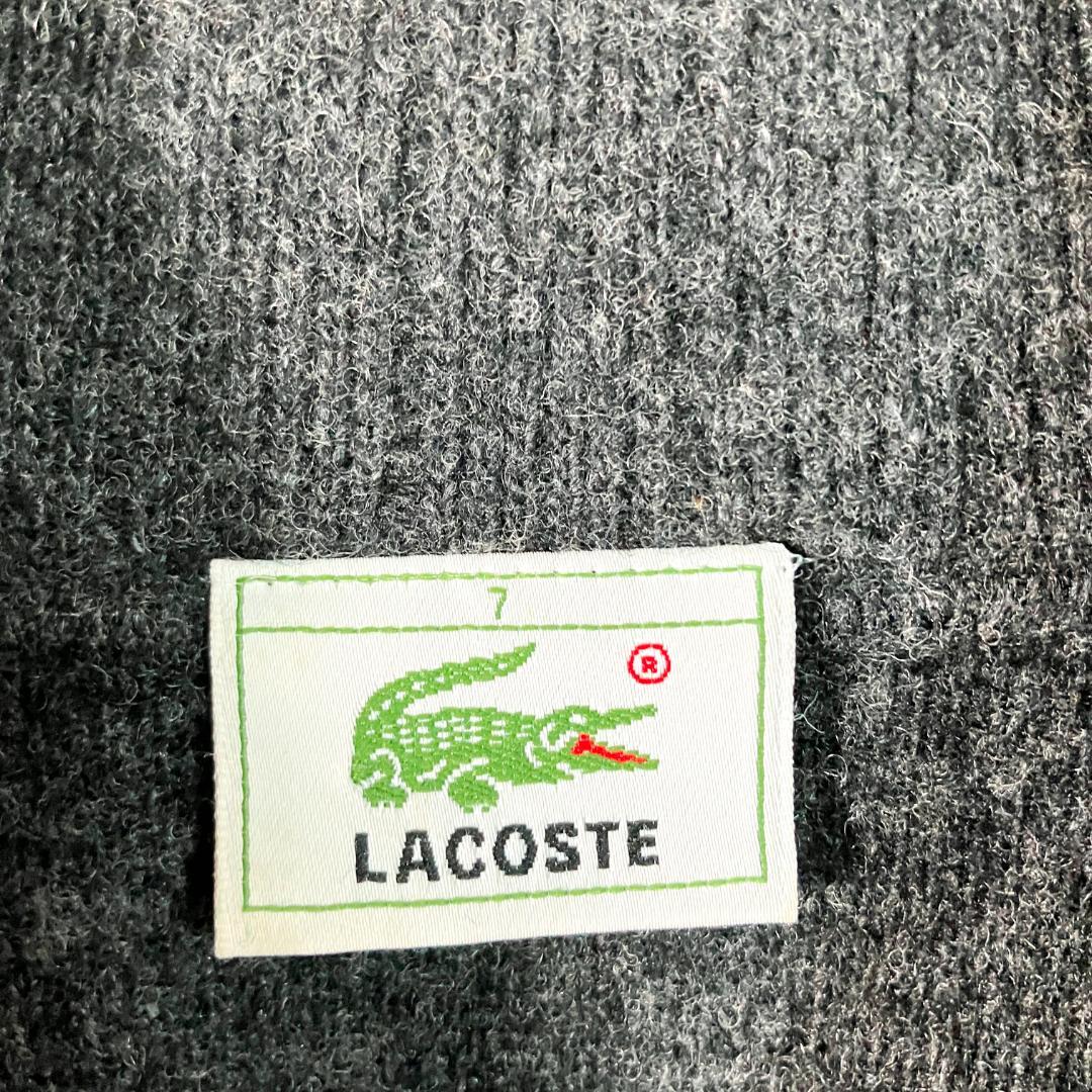 LACOSTE　ニット　セーター　長袖　ジップアップ　グレー　ロゴ　ワニ　ウール — image 5