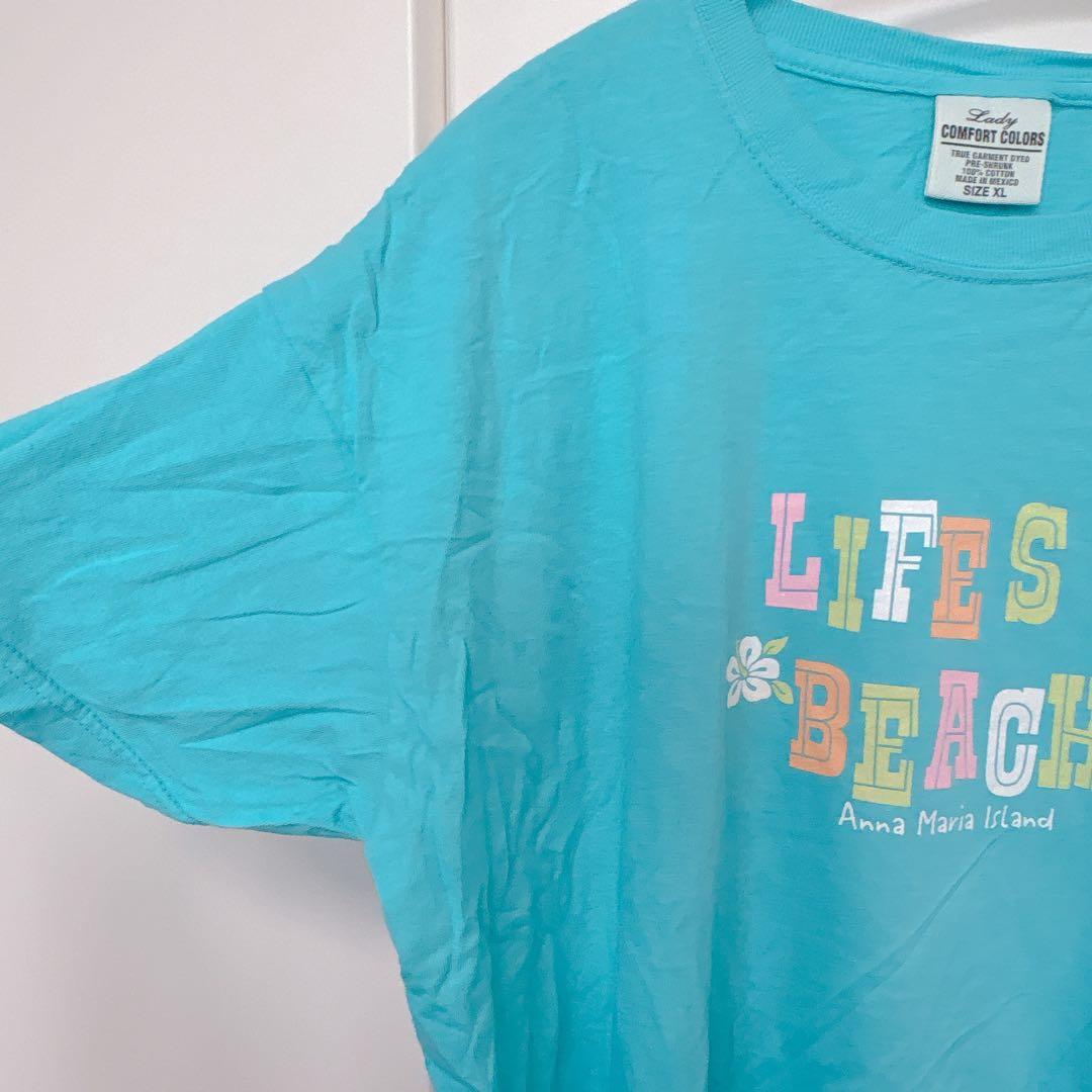 コンフォートカラーズ Tシャツ クルーネック 半袖 ロゴ XL 青 綿 普段着 — image 5