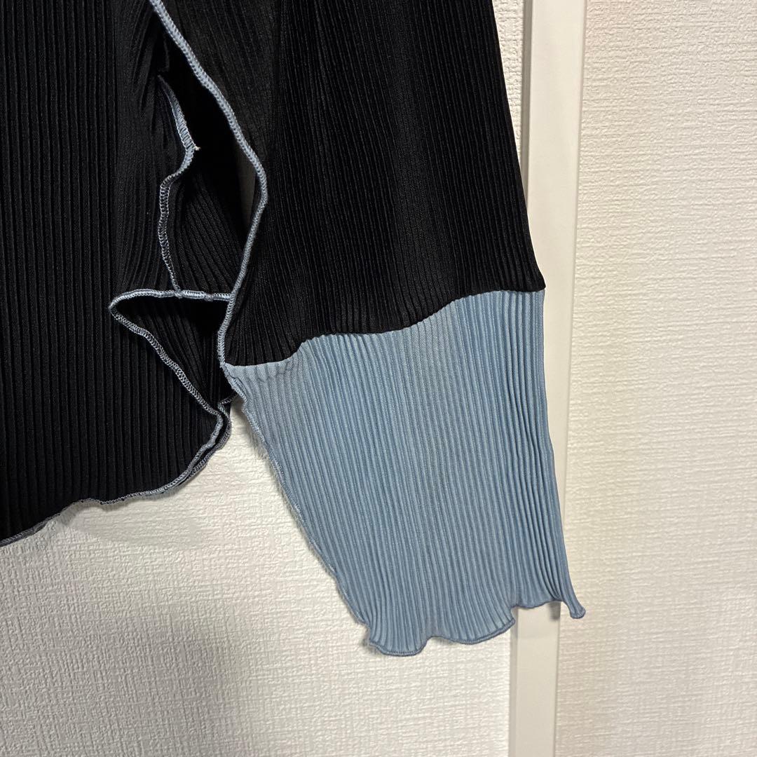 thevon 長袖 プリーツトップス バイカラー — image 3