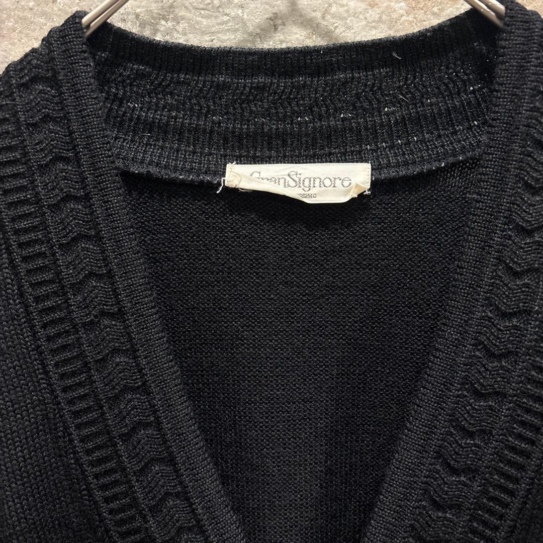 グランシニョーレ　高級ウール　ゆったり　ニット セーター 刺繍 L 黒　a574 — image 2