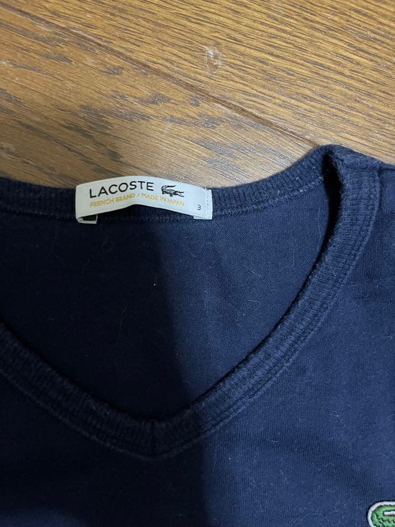 LACOSTE Vネック Tシャツ ネイビー サイズ3 — image 3