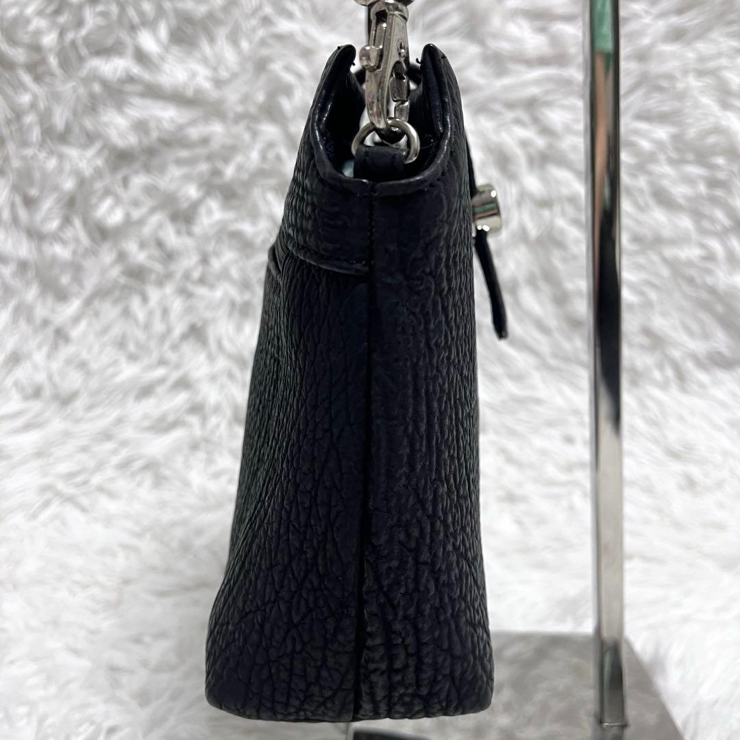 シャークスキン アクセサリーポーチ フォーマルバック 鮫革 ブラック×シルバー — image 5