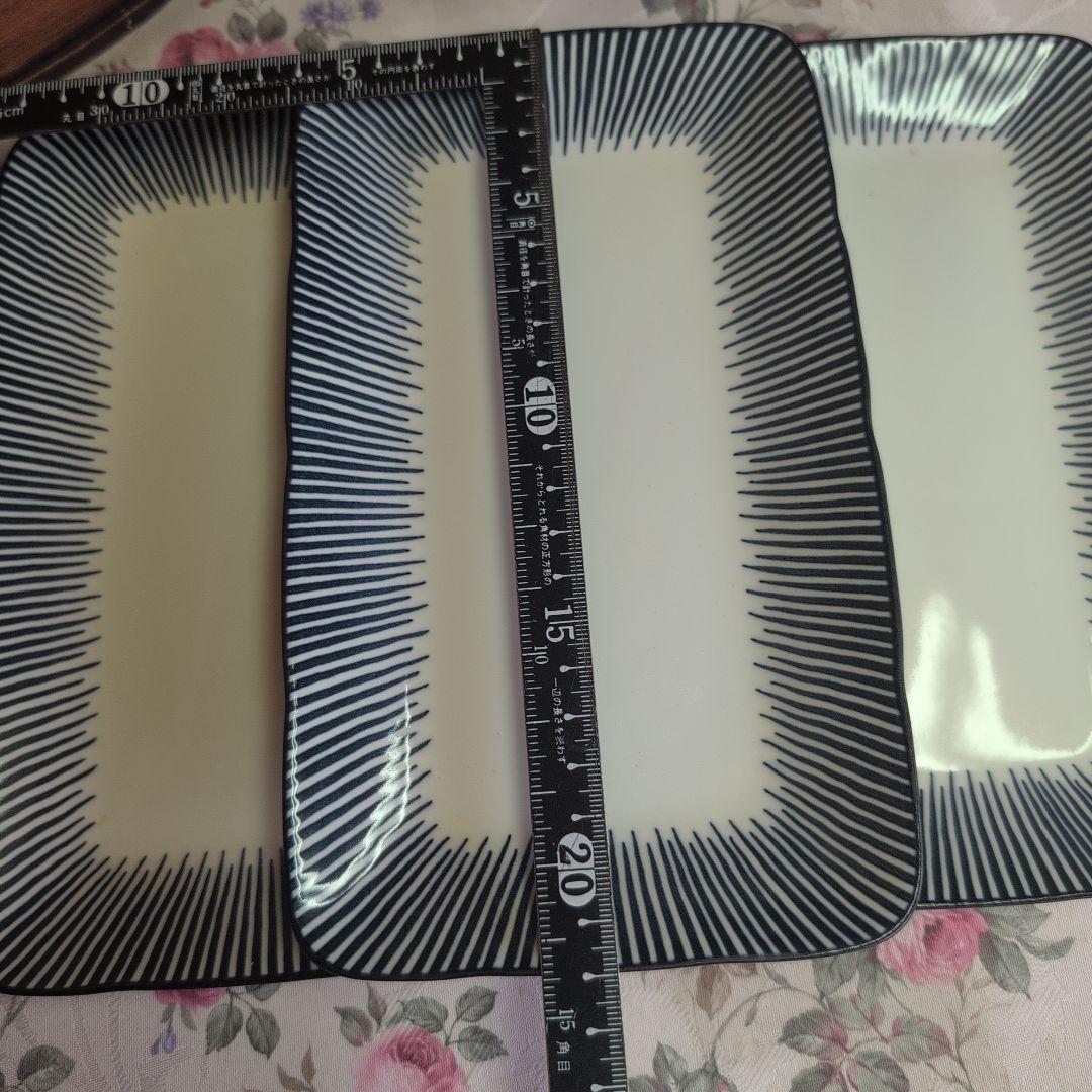 橘吉 皿 3枚セット 長角皿 十草模様 — image 2