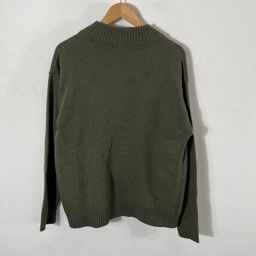 【訳あり】TOM TINO ジップニットセーター カーキ ミリタリー 古着 — image 2
