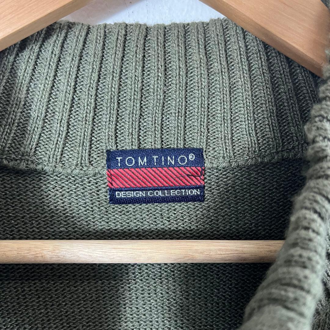 【訳あり】TOM TINO ジップニットセーター カーキ ミリタリー 古着 — image 4