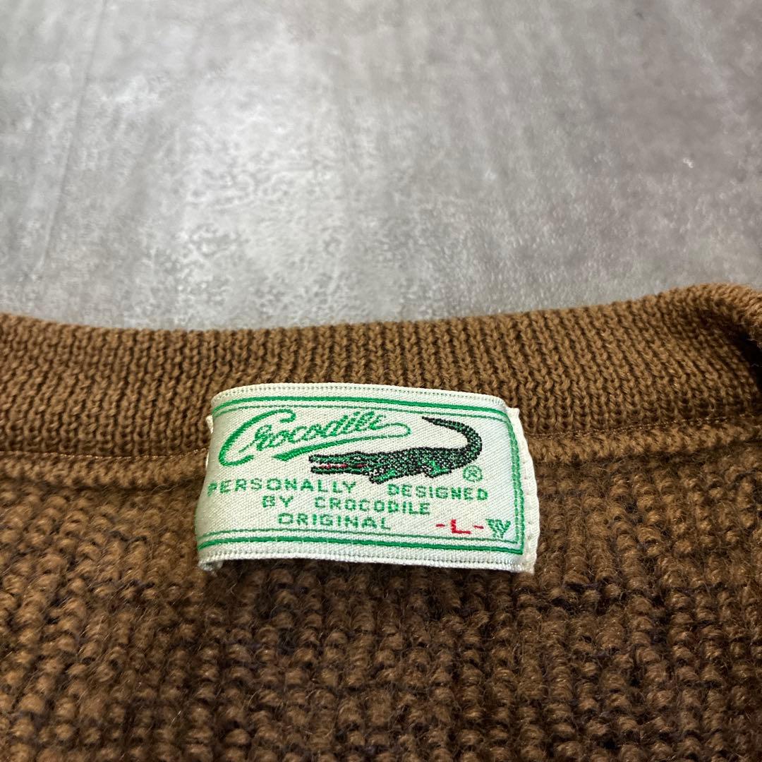 Crocodile 総柄ニット Vネック ウール 日本製 ブラウン y2k — image 4